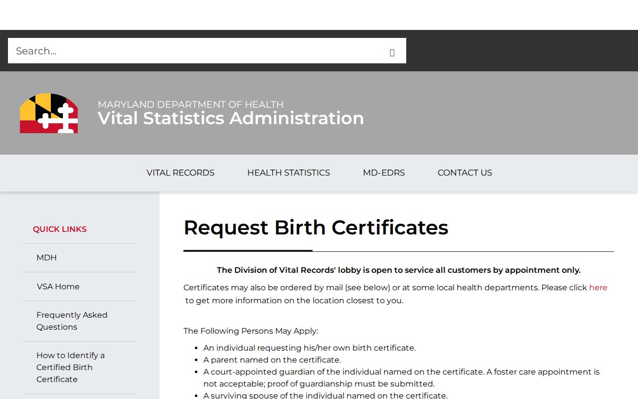 Rockville people search Maryland birth certificate eligibility