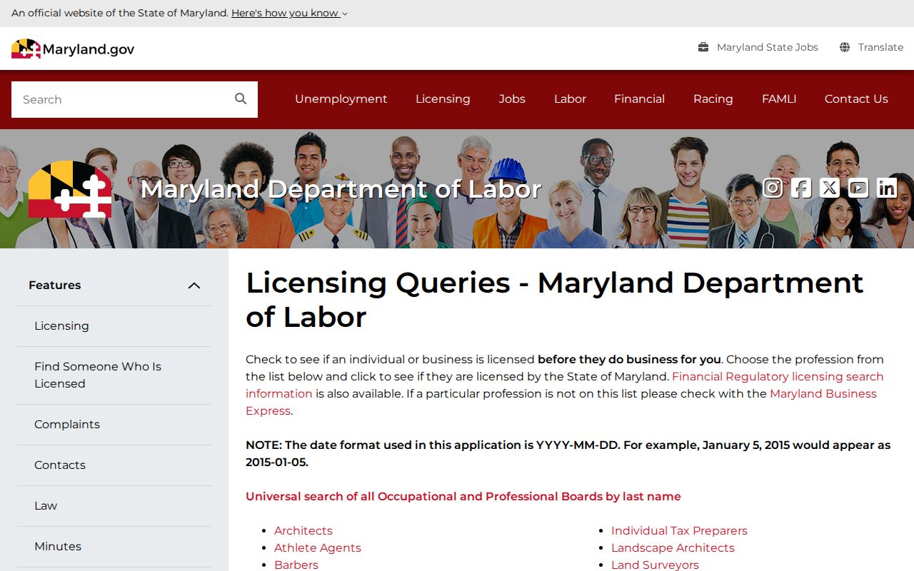 Rockville people directories hub for Maryland professional licenses
