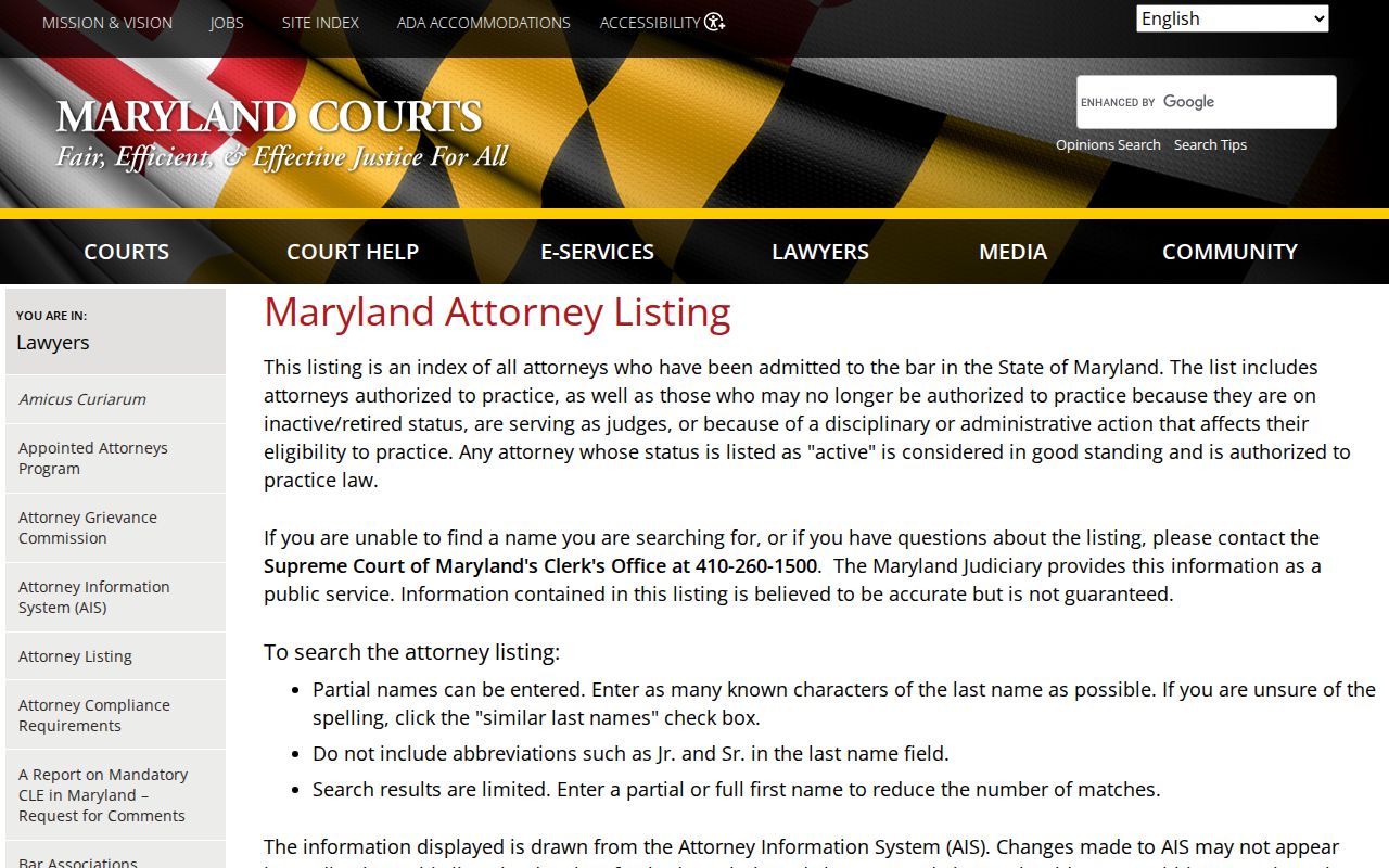 Rockville people directories access to Maryland attorney listings