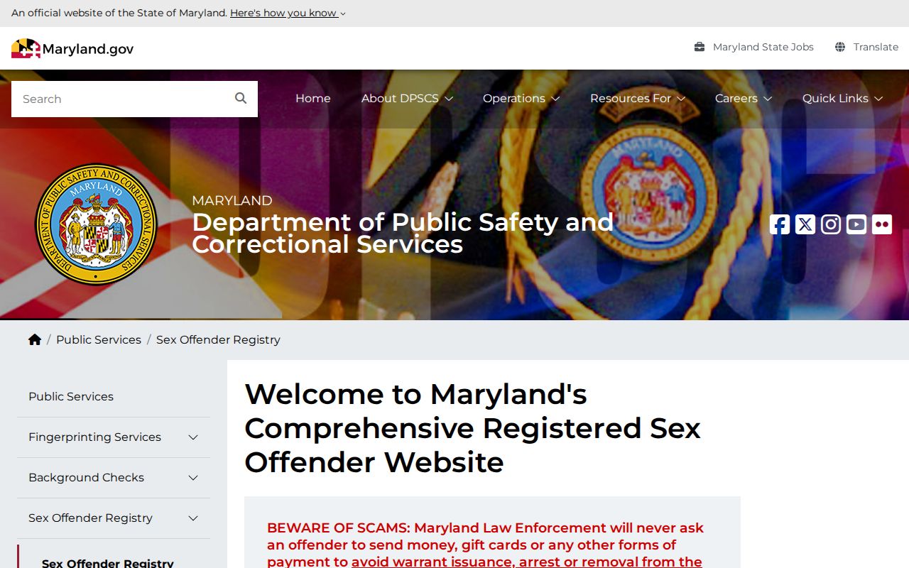 Rockville public records access through Maryland offender registry search
