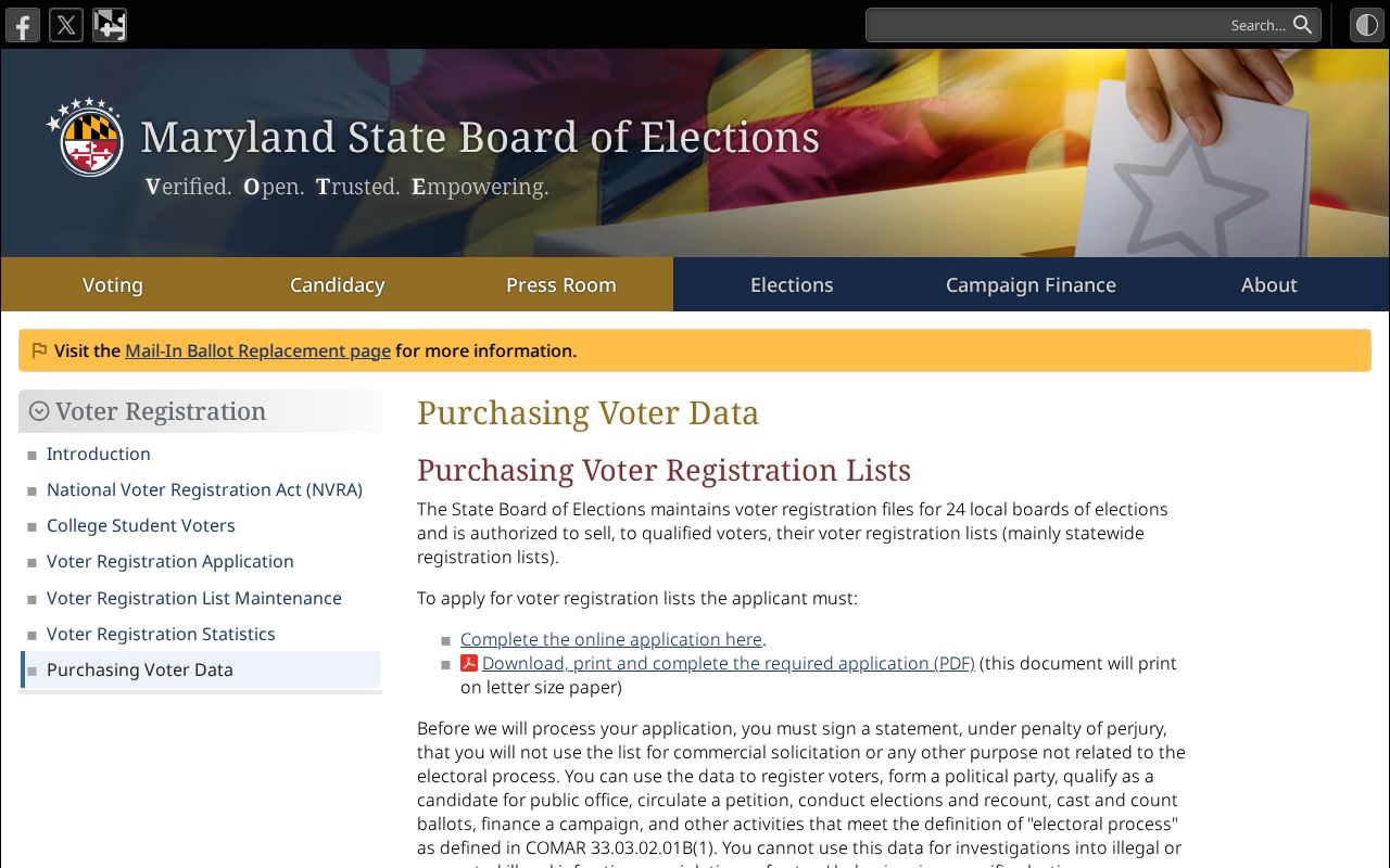 Rockville voter registration data eligibility prices and delivery